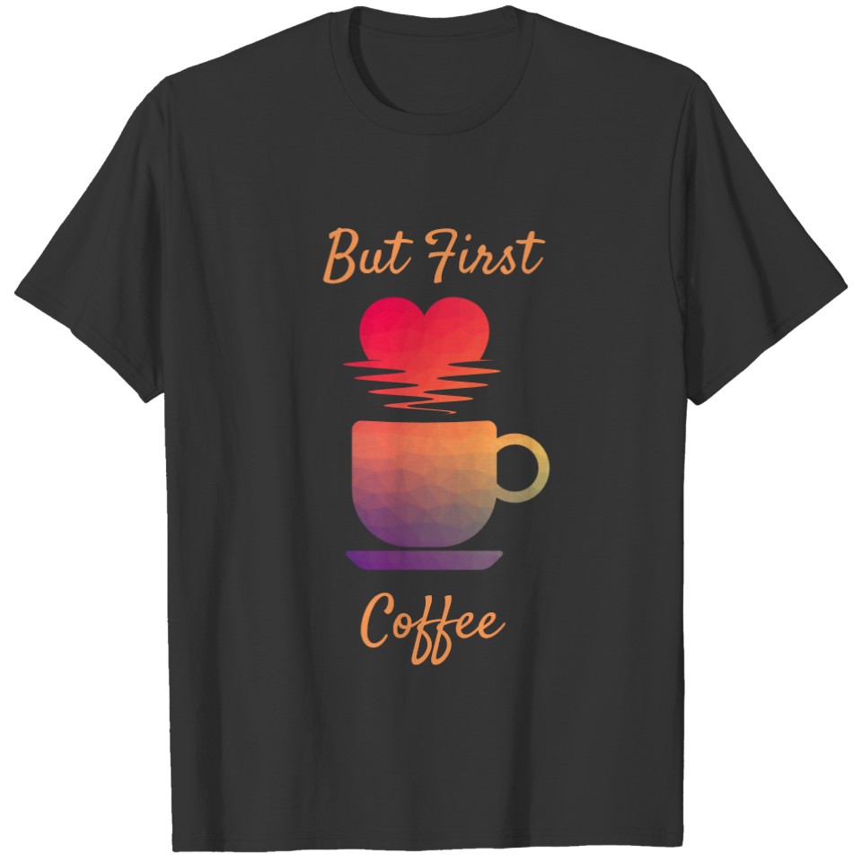 But first coffee heart sunrise multicolor shaded sleeveless T-shirt