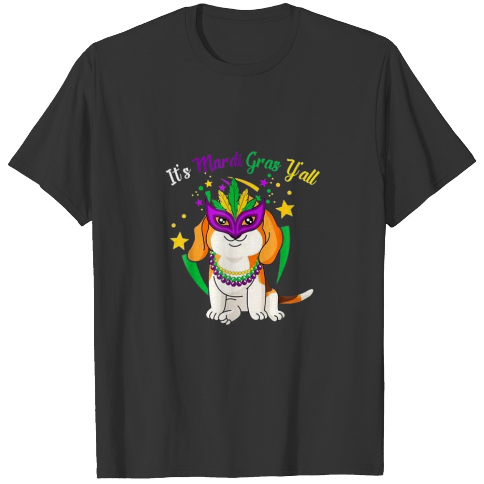 Beagle Dog Mask Mardi Gras Party T-shirt
