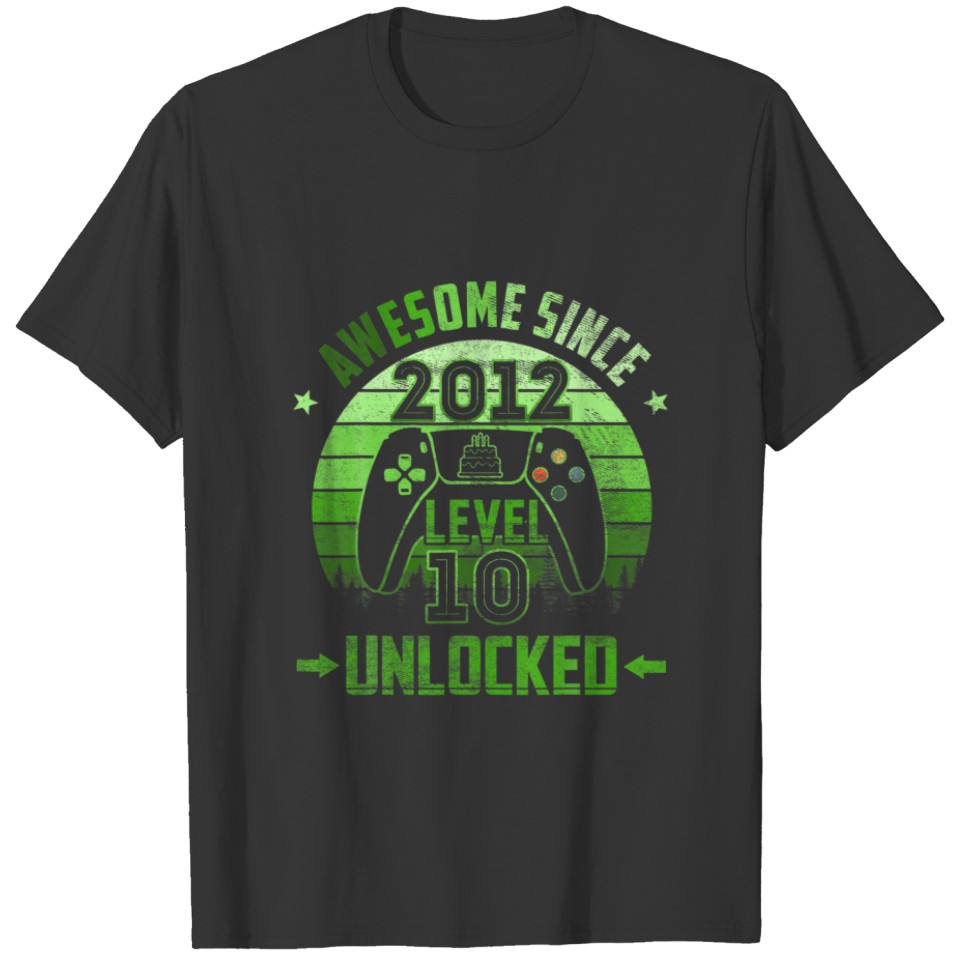 10 Year Old Birthday Unlocked Level 10 Awesome Sin T-shirt