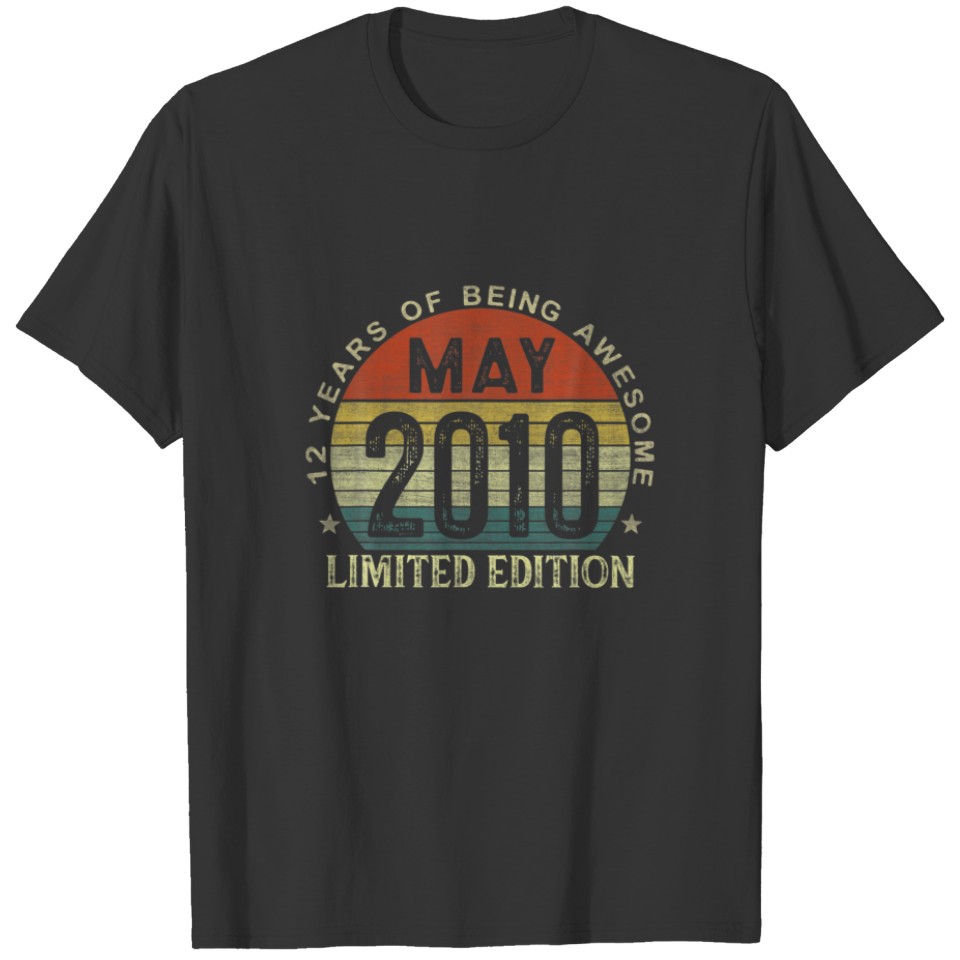 May 2010 Vintage 12Th Birthday 12 Year Old Gifts F T-shirt
