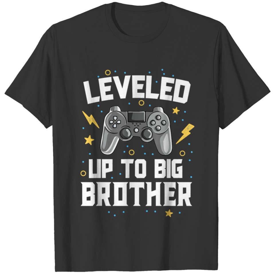 Leveled Up To Big Brother Baby Announcement Gaming T-shirt