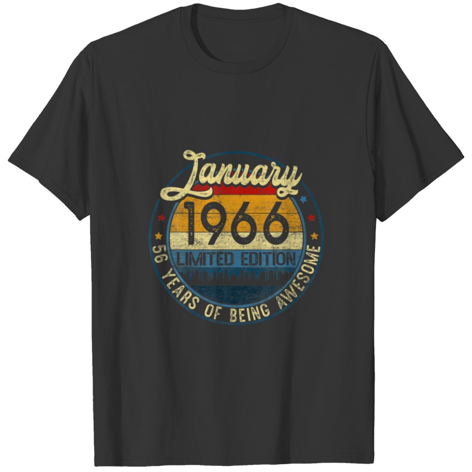 Vintage January 1966 Limited Edition 56Th Bday 56 T-shirt