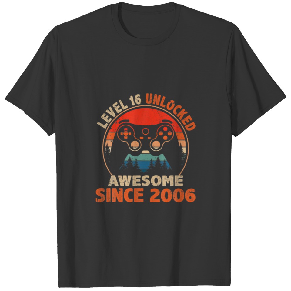 Level 16 Unlocked 16 Year Old 16Th Birthday Gaming T-shirt