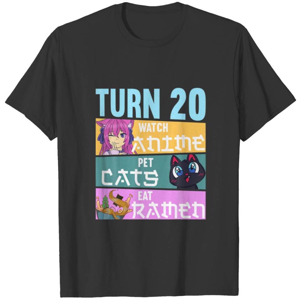20Th Anime Birthday Pajamas I Pet Cats T-shirt