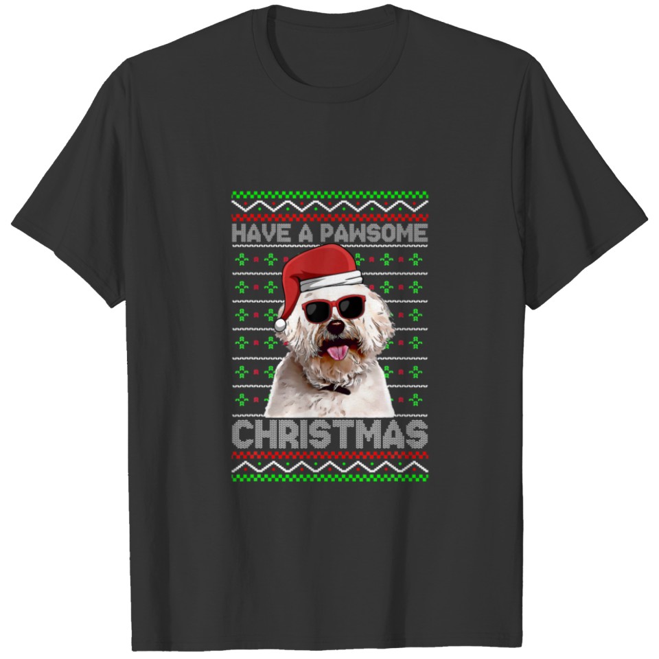 Bichons Frise Dog Funny Pawsome Christmas T-shirt