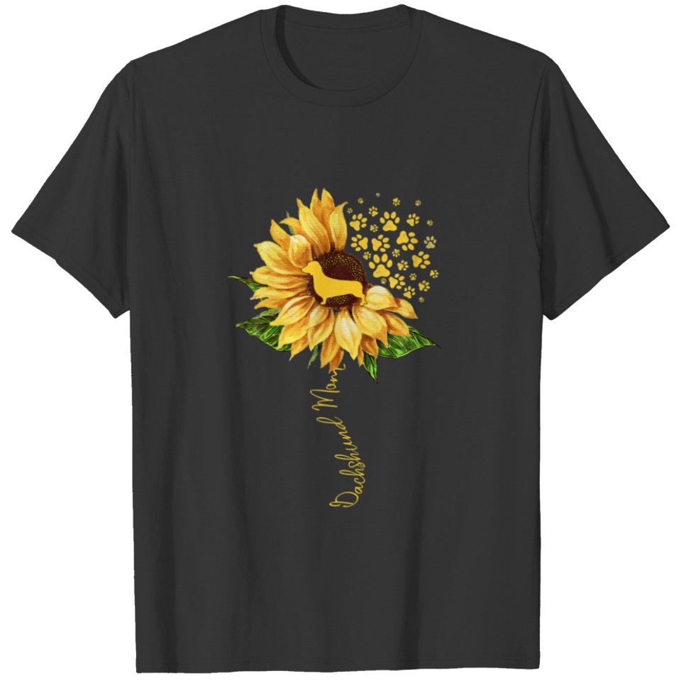 Womens Sunflower Dachshund Mom Dog Lover T-shirt