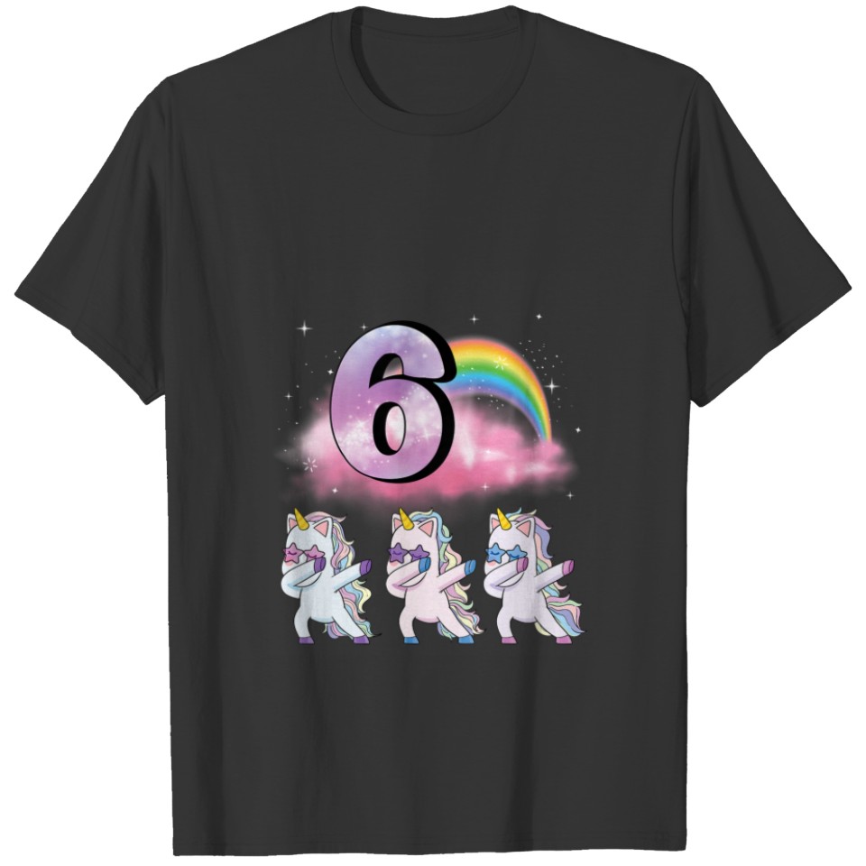 Kids 6Th Birthday Dabbing Party Unicorn Girl 6 Yea T-shirt