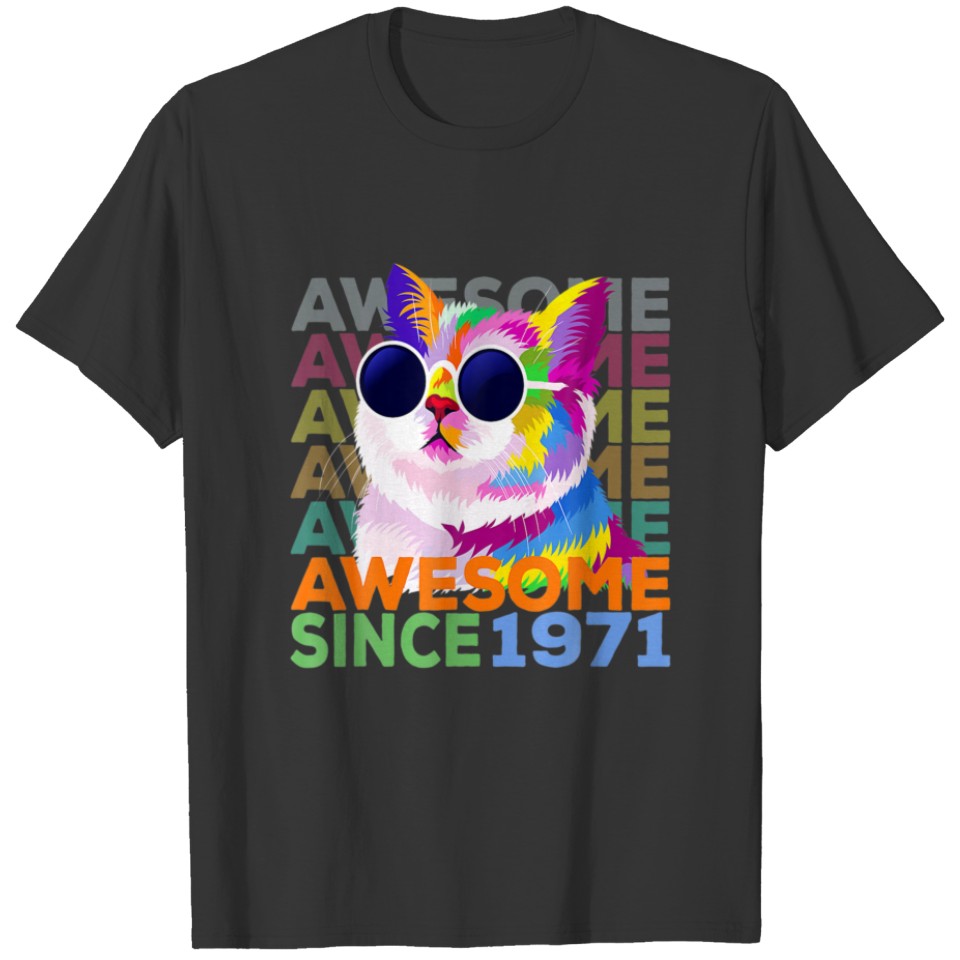 Awesome Since 1971 Funny Cat Lover 51St Birthday T-shirt