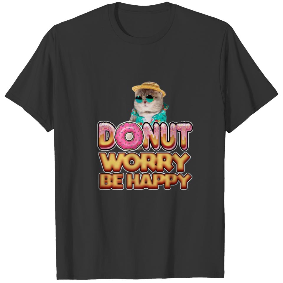 Food Drink Funny Donut Worry Be Happy T-shirt