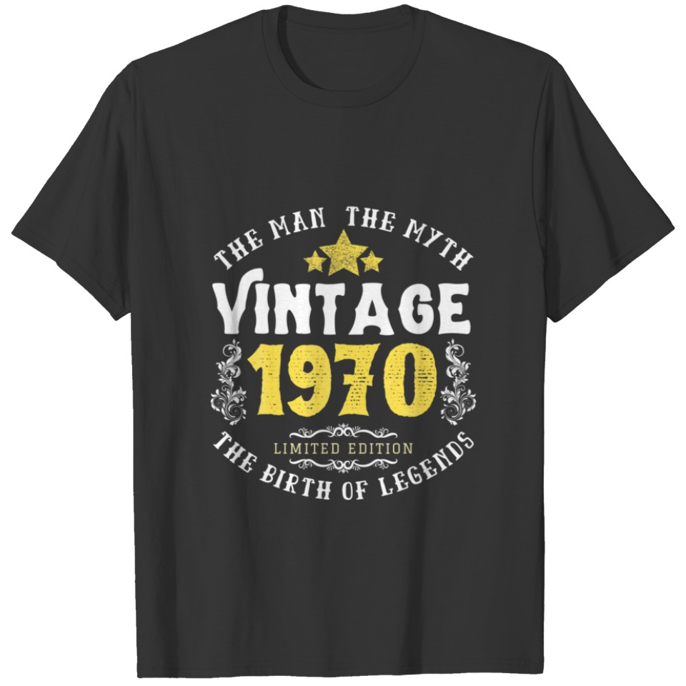 Mens The Man The Myth Vintage 1970 The Birth Of Le T-shirt