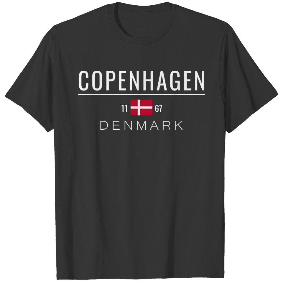 Copenhagen Denmark 1167 White Text Sweat T-shirt