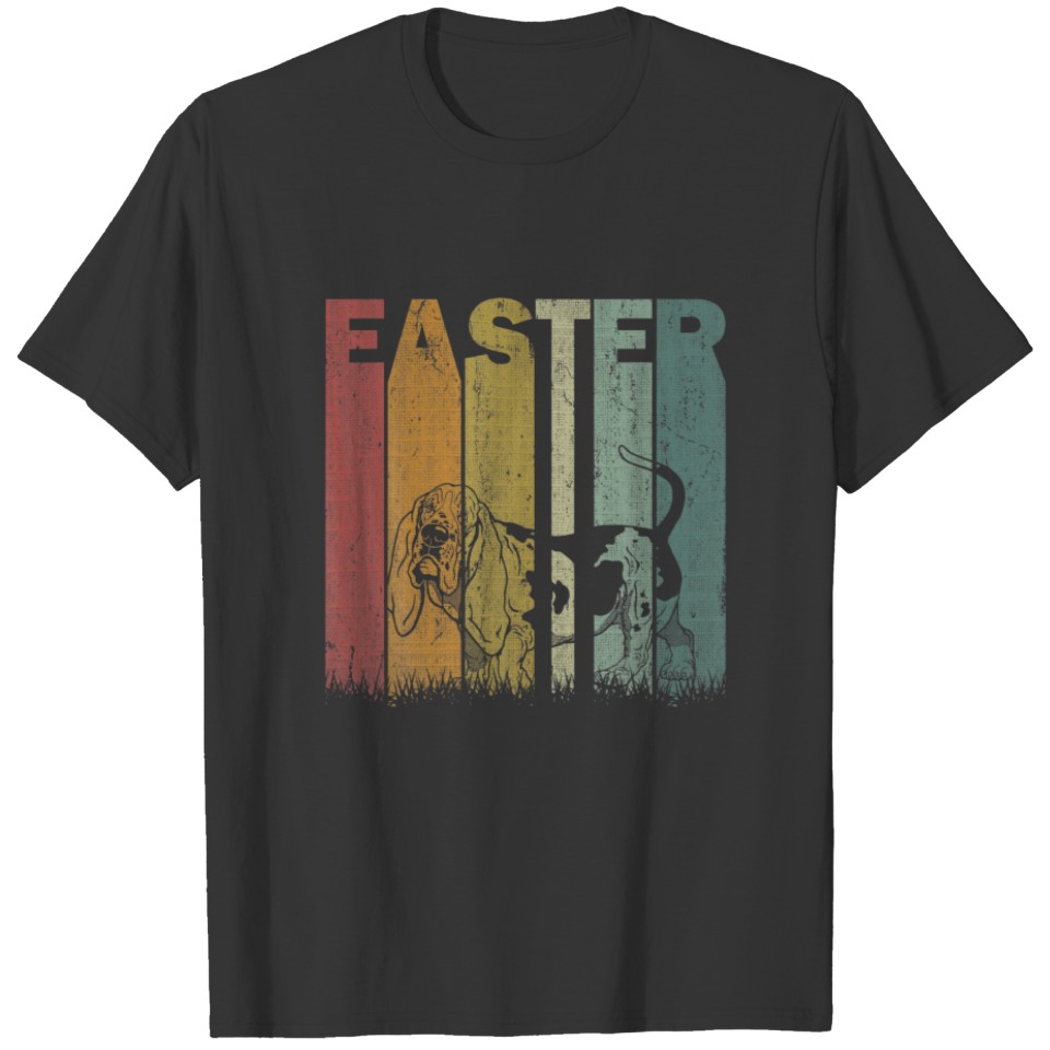 Easter Day Basset Hound Dog Retro Graphic Easter C T-shirt