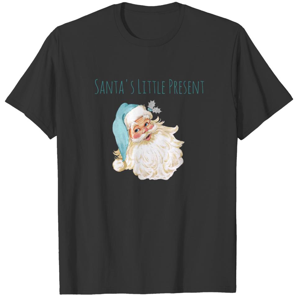 Santa's Little Present Turquoise Santa Claus T-shirt