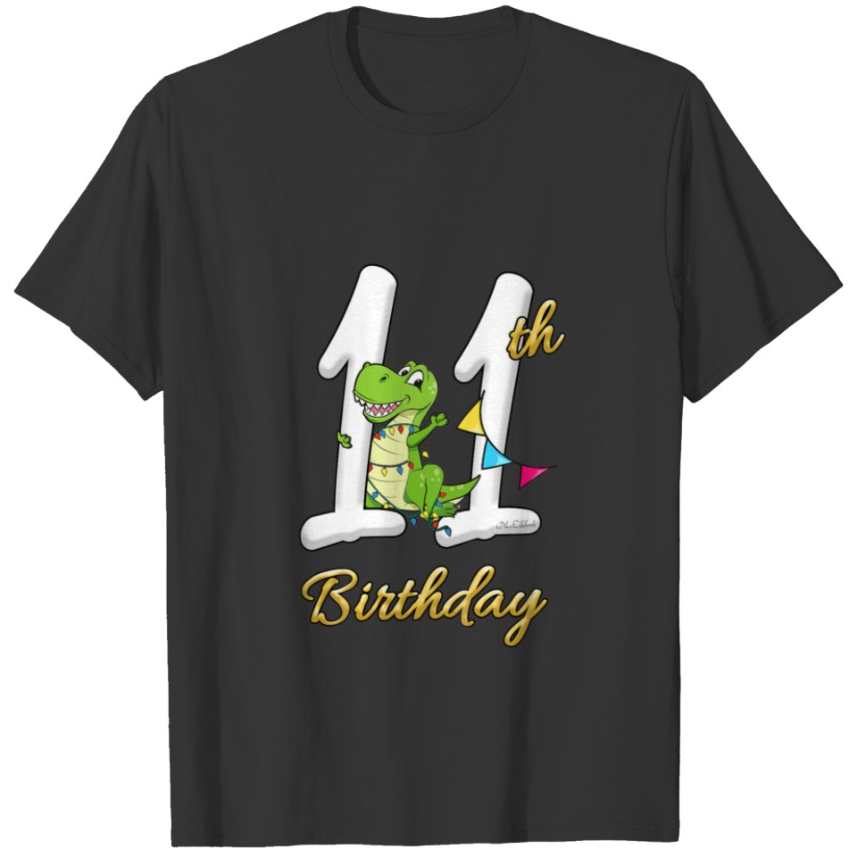 Kids 11 Year Old Eleventh Birthday Dinosaur | Dino T-shirt