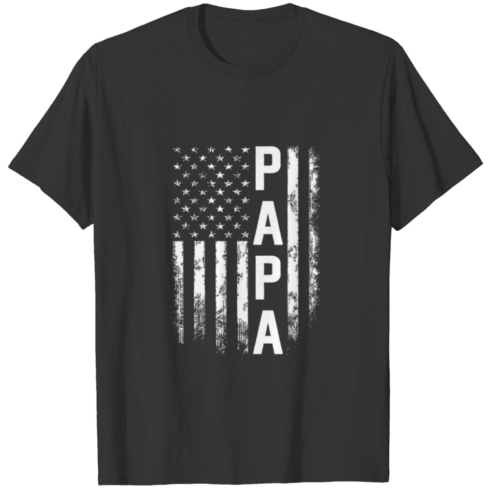Papa Gift America Flag Gift For Men Father's Day T-shirt