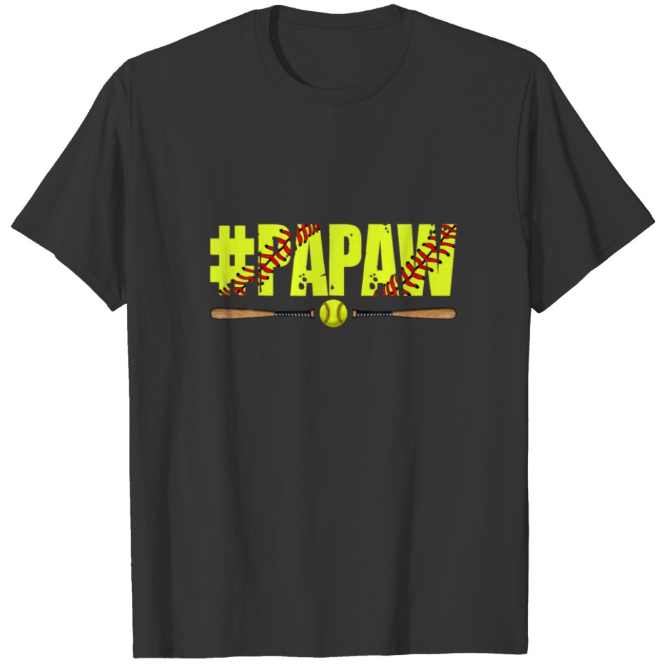 Mens Distressed Softball Papaw Softball Lover Fath T-shirt