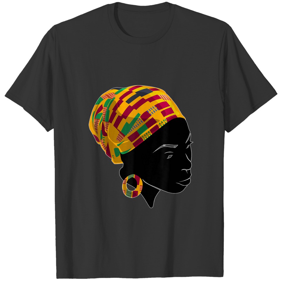 Funny Kente Cloth Head Wrap Gift For African Ameri T-shirt