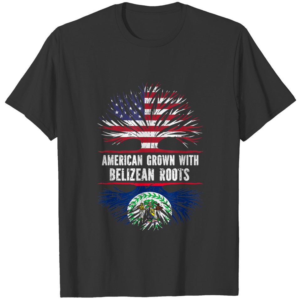 American Grown with Belizean Roots USA Flag Belize T-shirt