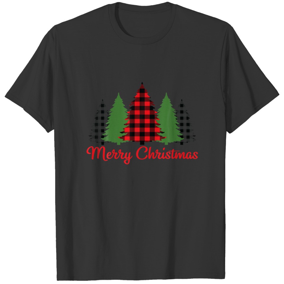 Merry Christmas Plaid Decor Xmas T-shirt