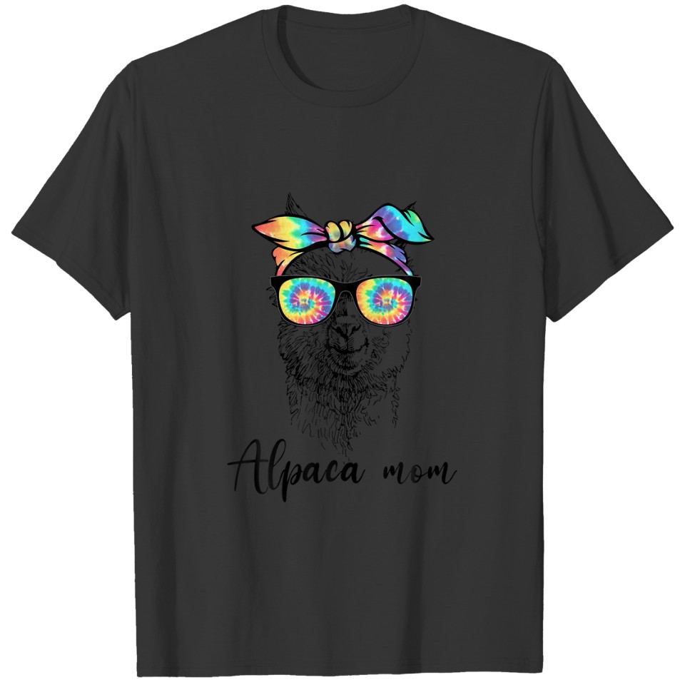 Alpaca Mom Tie Dye Bandana Sunglasses Mother's Day T-shirt