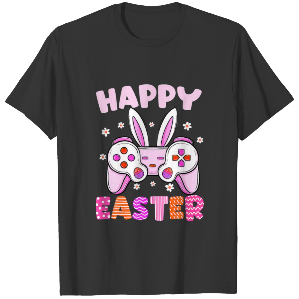 Bunny Gamer Happy Easter Day Video Game Controller T-shirt
