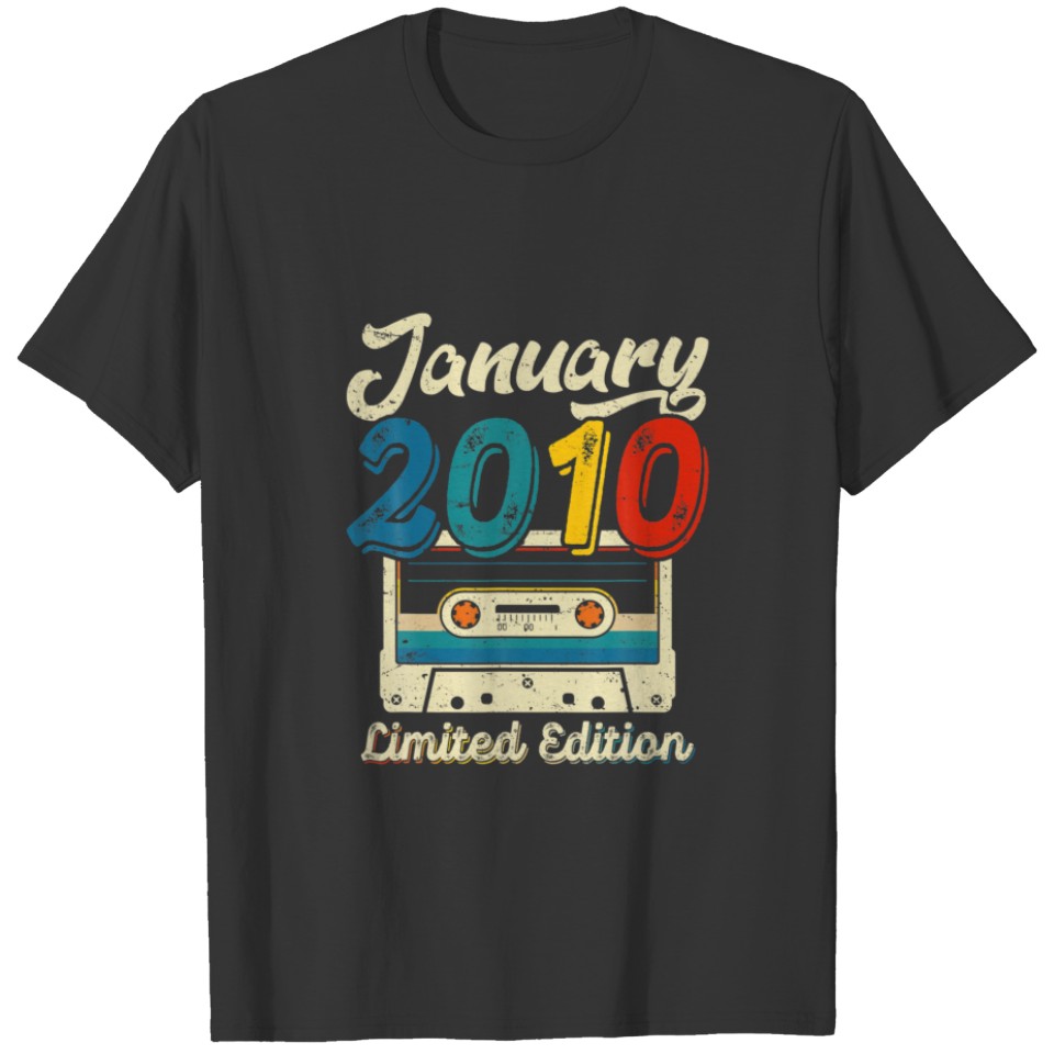Retro January 2010 Cassette Tape 12Th Birthday Dec T-shirt