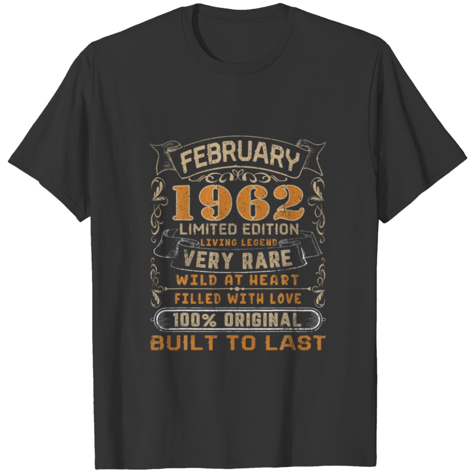 February 1962 Vintage 60 Years Old 60Th Birthday F T-shirt