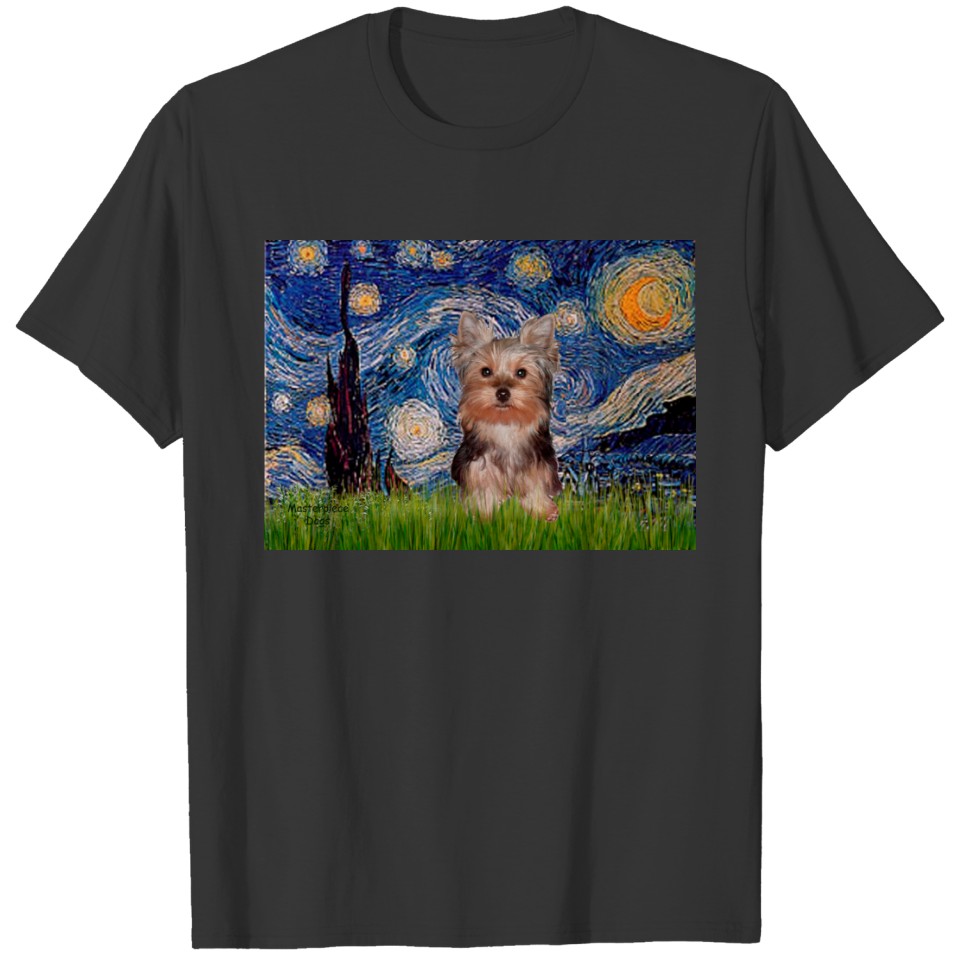 Yorkshire Terrier Puppy - Starry Night T-shirt