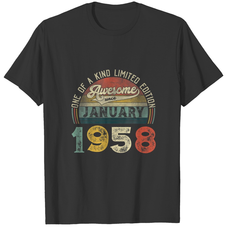 64Th Birthday Decorations January 1958 Men Women 6 T-shirt