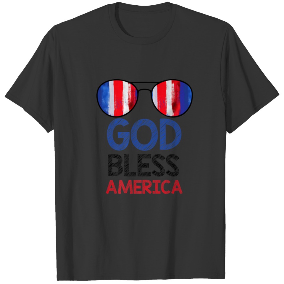 God Bless America American Flag And Sunglasses T-shirt