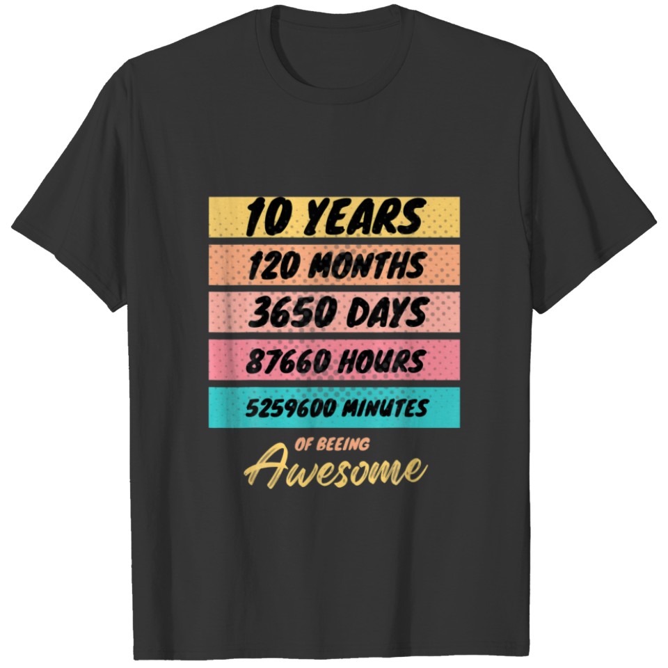 120 Months Kids Retro Vintage 10 Years Old Birthda T-shirt