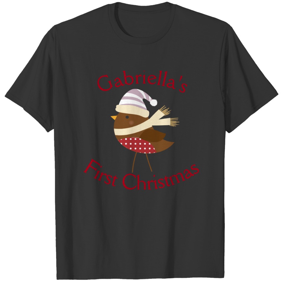 Customizable Baby's First Christmas Baby Bird T-shirt