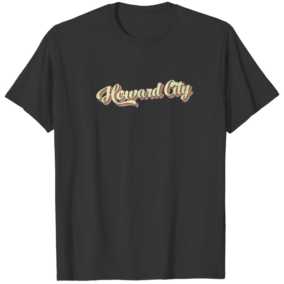 Howard City T Retro Art Baseball Font Vintage T-shirt