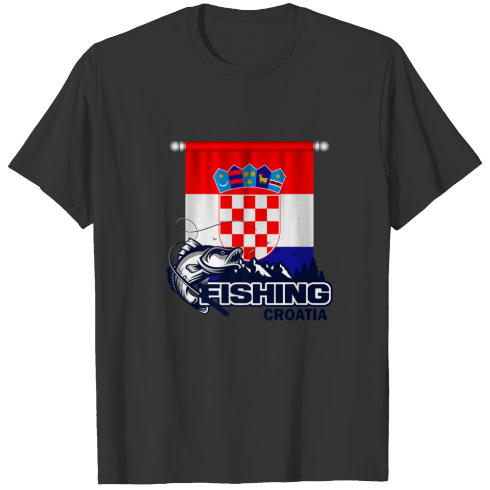 Flag Of Croatia - Fishing In Croatia - Croatia Fis T-shirt