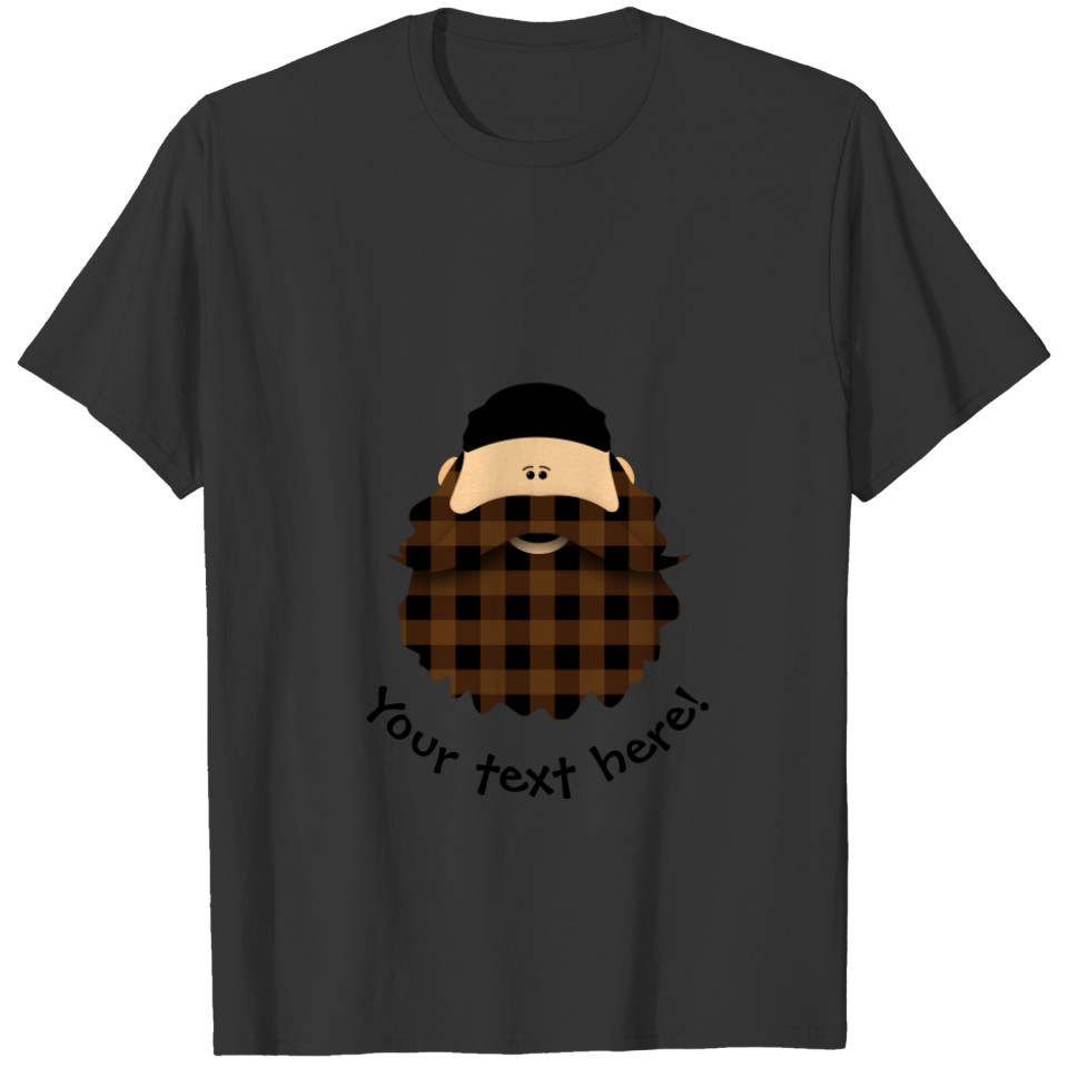 Cute Plaid Chocolate Brown Bearded Character T-shirt