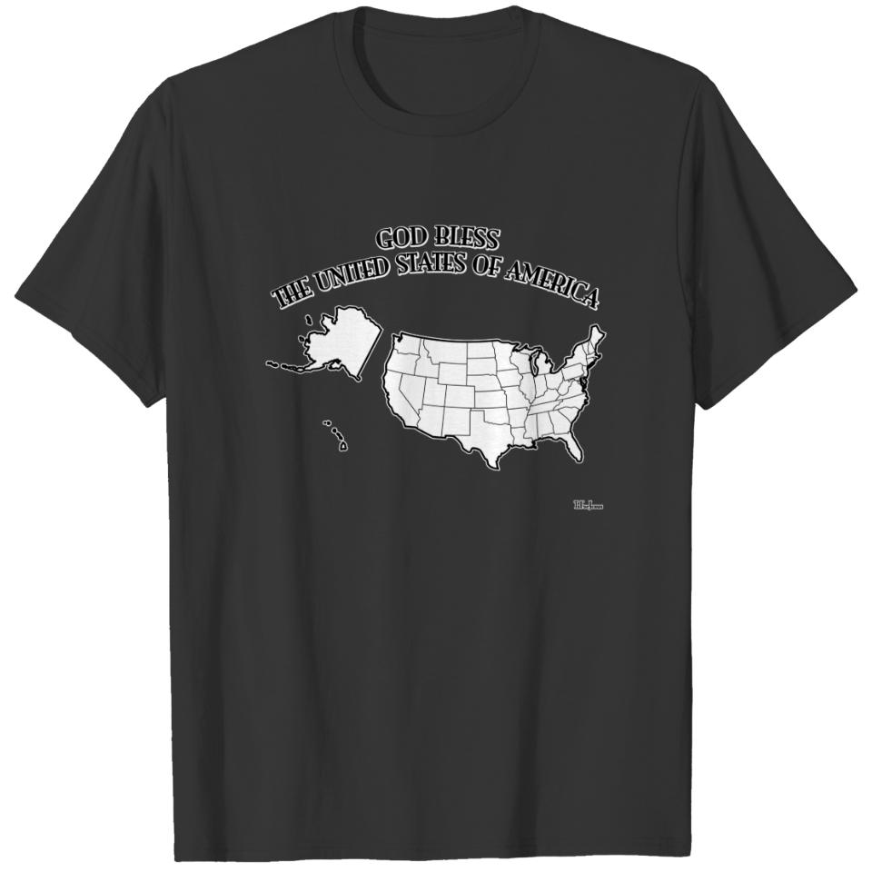 GOD BLESS THE UNITED STATES OF AMERICA US outline T-shirt