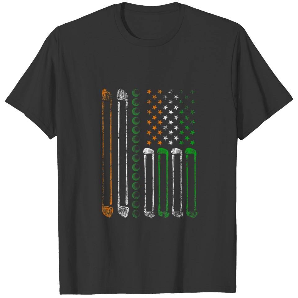 Retro Golf American Flag St Patricks Day Irish Sha T-shirt