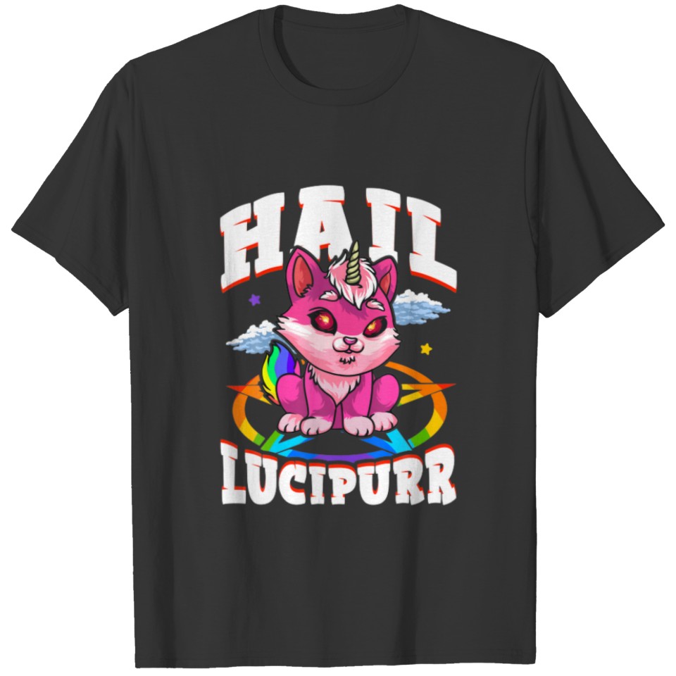 Hail Lucipurr Cat Rainbow Unicorn Kitty Satanic T-shirt