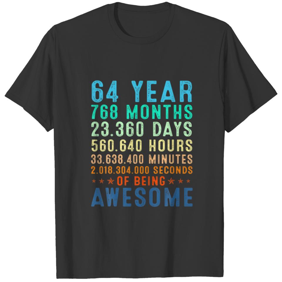 64Th Birthday 64 Years Old Vintage Retro 768 Month T-shirt