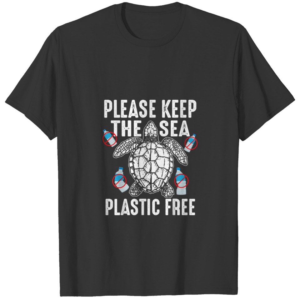 Cool Please Keep Sea Plastic Free Funny Turtle T-shirt