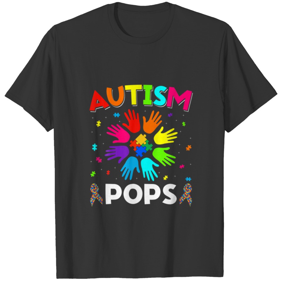 Raise Hand Autism Awareness Pops Family Support Au T-shirt