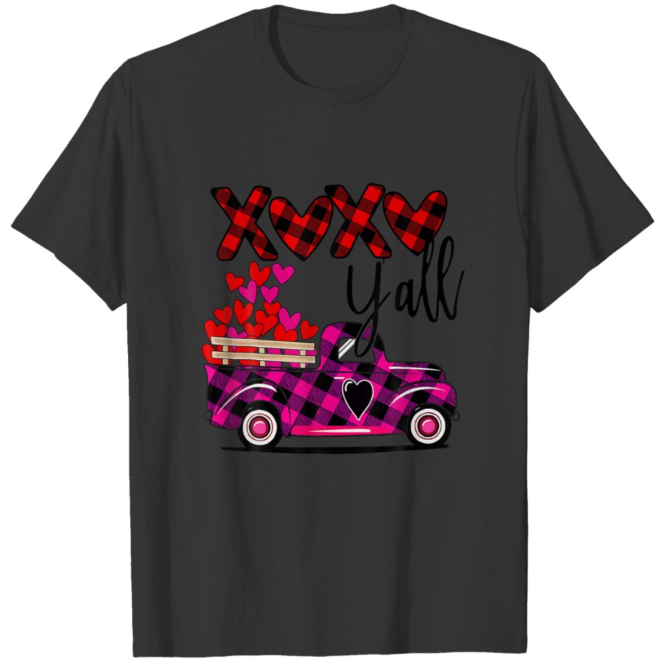 Buffalo Plaid Vintage Truck Heat XOXO Y'all Valent T-shirt
