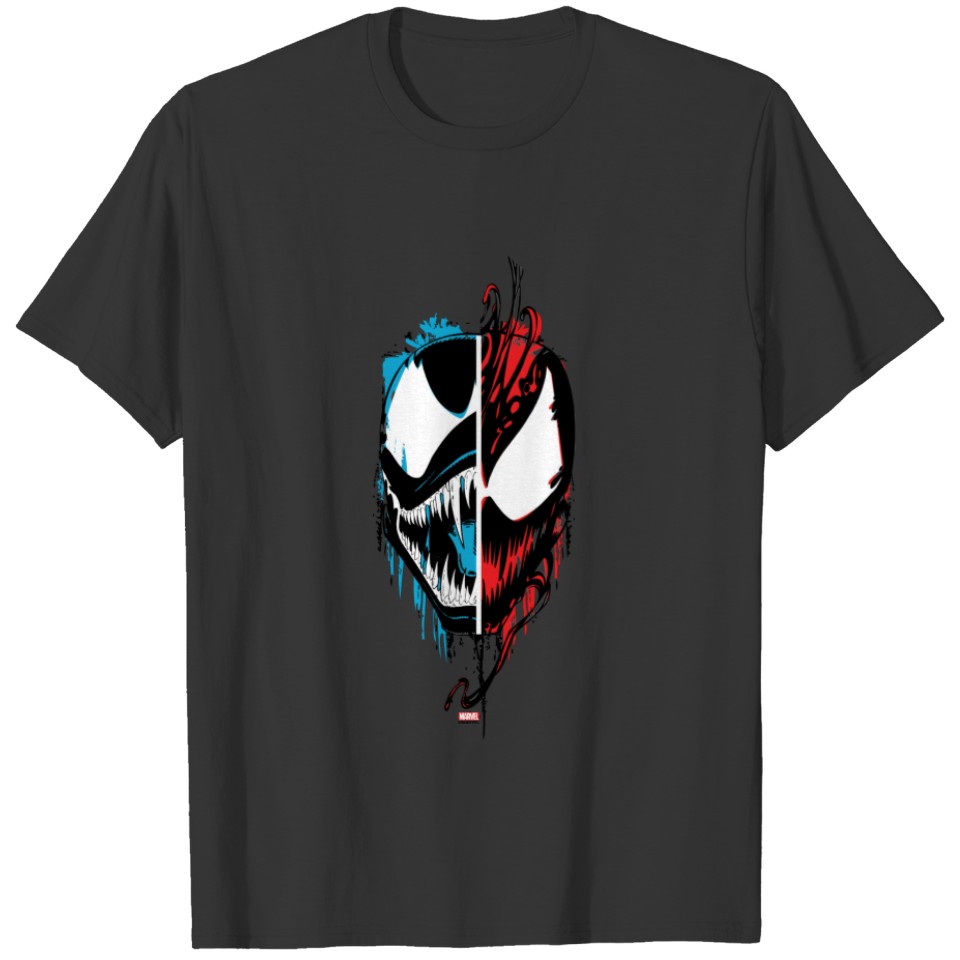 Venom and Carnage Split Inked Face Graphic T-shirt