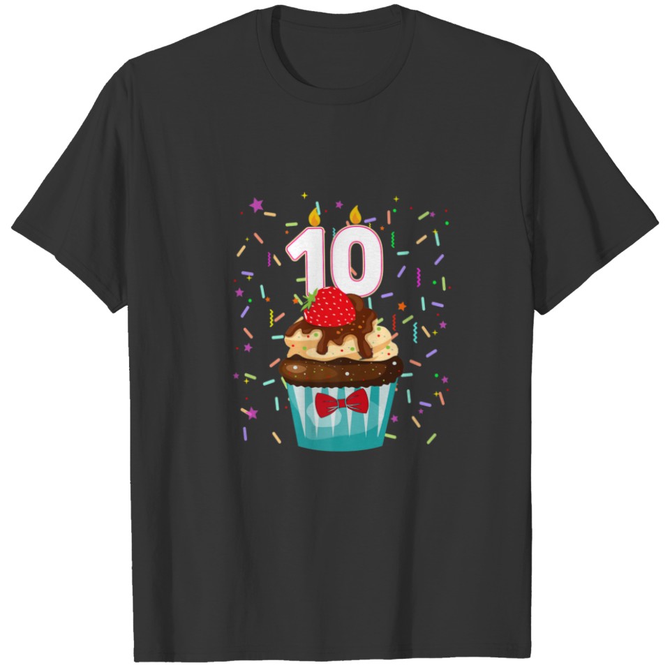 10 Year Old It's My 10Th Birthday Sweet Cupcake Bo T-shirt