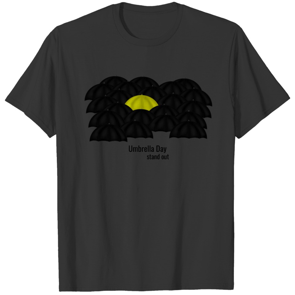 Yellow in a Black Sea of Umbrellas T-shirt