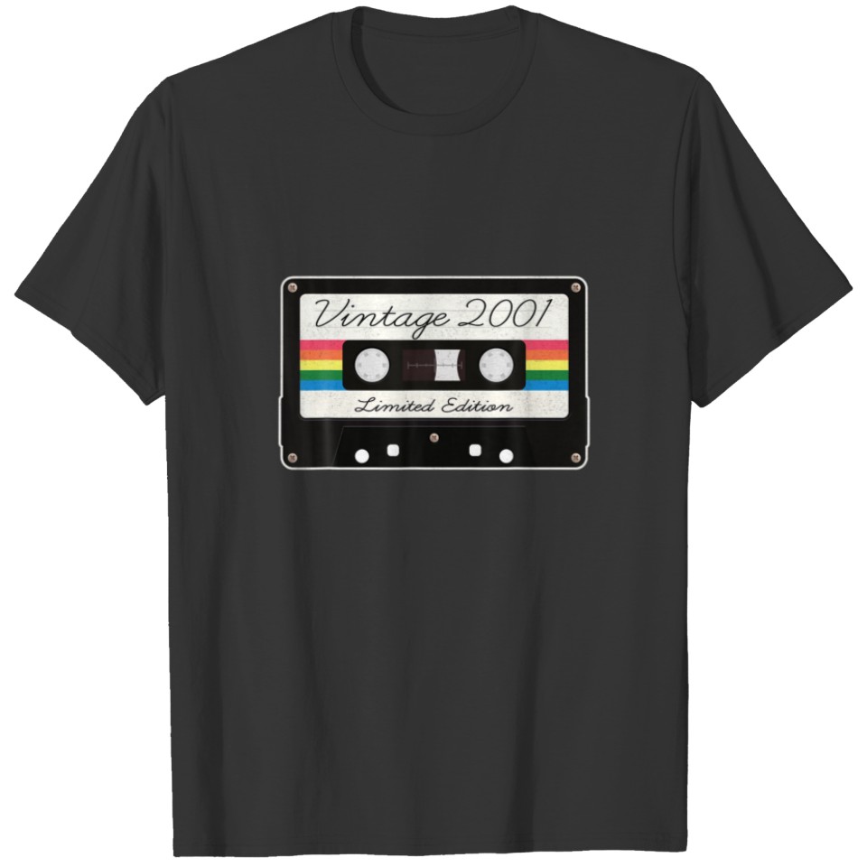 Vintage 2001 Music Cassette 21St Birthday 21 Years T-shirt