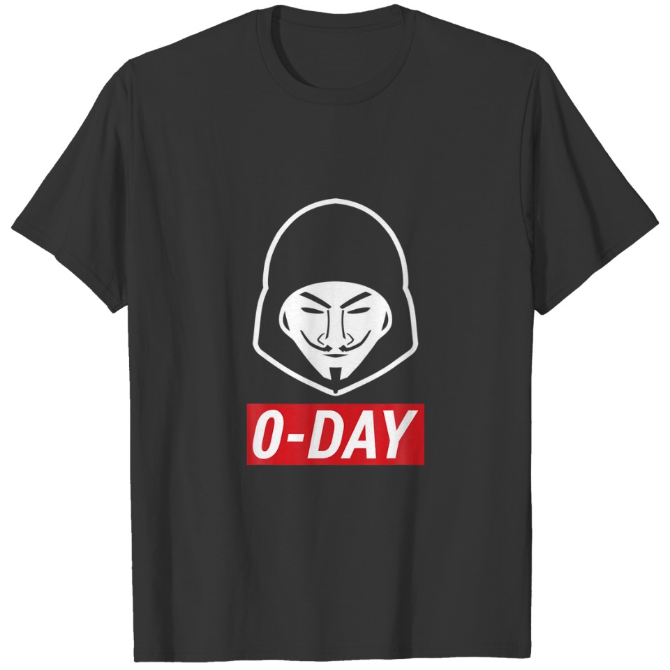 0-Day Cool Red/White Computer Hacker Design T-shirt
