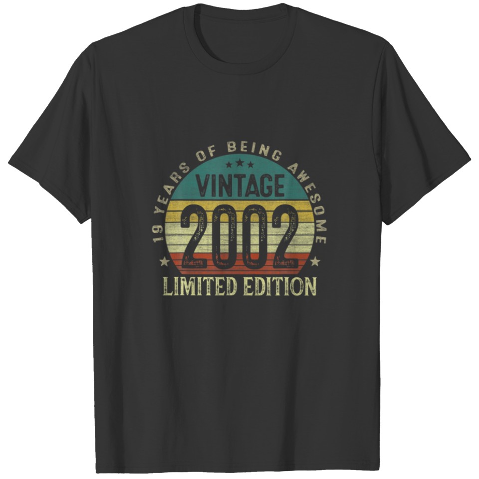 Vintage 2002 19Th Birthday Gifts For Men Women 19 T-shirt