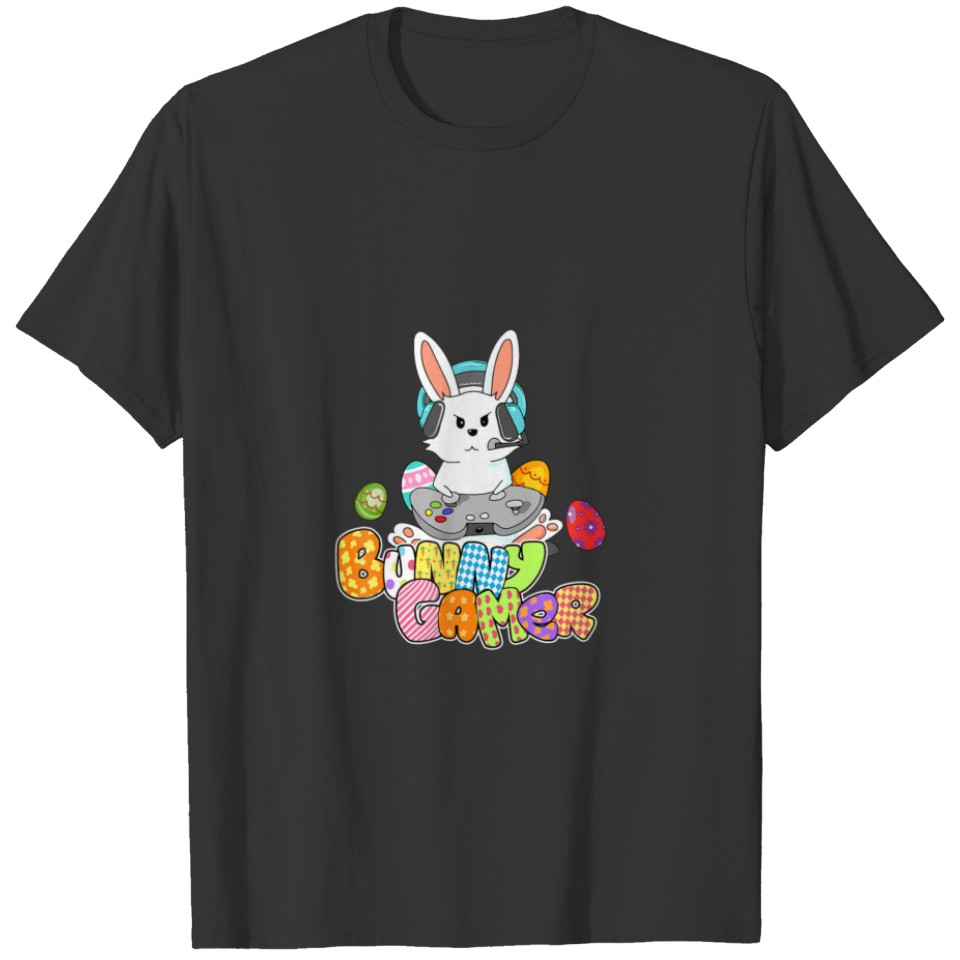 Happy Easter Cute Bunny Playing Video Game Boys Ki T-shirt