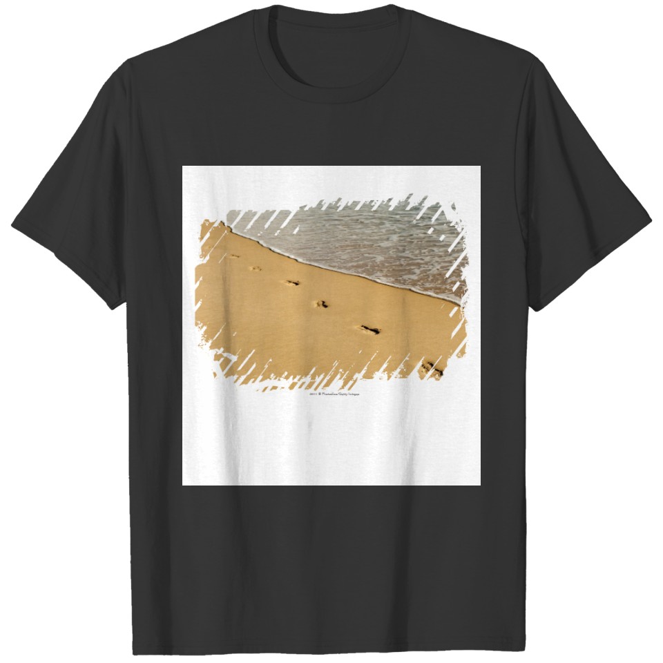 Foot prints in Sand with Wave T-shirt